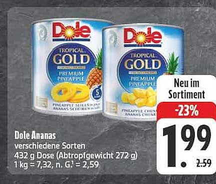 Dole Ananas verschiedene Sorten