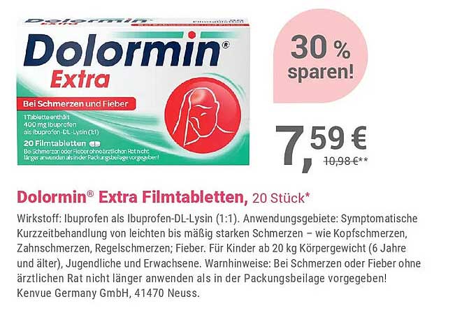 Dolormin® Extra Filmtabletten, 20 Stück*