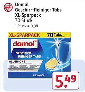 Domol Geschirr-Reiniger Tabs XL-Sparpack 70 Stück