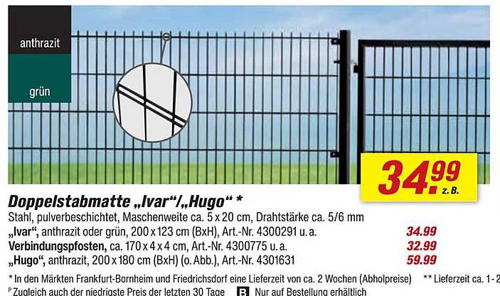 Doppelstabmatte „Ivar“/„Hugo“
