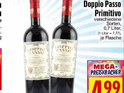 Doppio Passo Primitivo verschiedene Sorten, 0,7 Liter, (1 Liter = 7,77), je Flasche