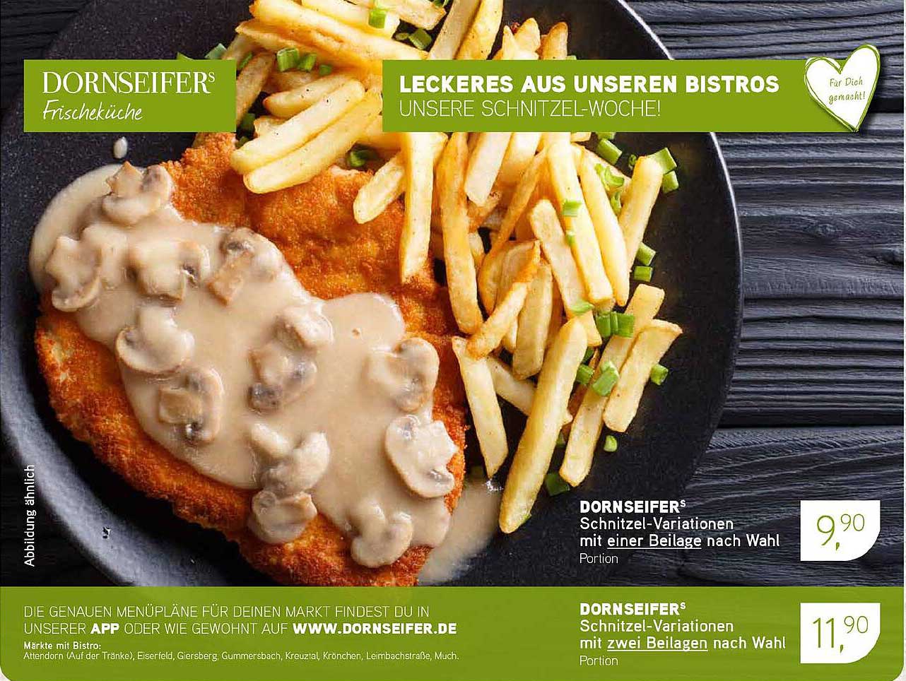 DORNSEIFERS Schnitzel-Variationen mit einer Beilage nach Wahl