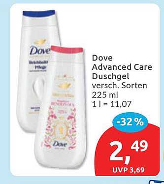 Dove Advanced Care Duschgel versch. Sorten 225 ml 1 l = 11,07