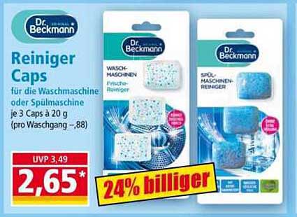 Dr. Beckmann Reiniger Caps für die Waschmaschine oder Spülmaschine je 3 Caps à 20 g (pro Waschgang =,88)