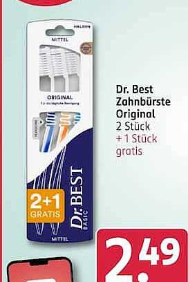 Dr. Best Zahnbürste Original 2 Stück + 1 Stück gratis