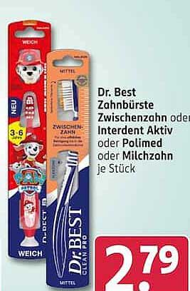 Dr. Best Zahnbürste Zwischenzahn oder Interdent Aktiv oder Polimed oder Milchzahn je Stück