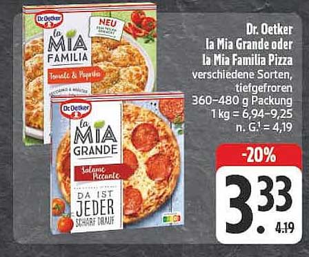 Dr. Oetker la Mia Grande oder la Mia Familia Pizza verschiedene Sorten, tiefgefroren, 360–480 g Packung