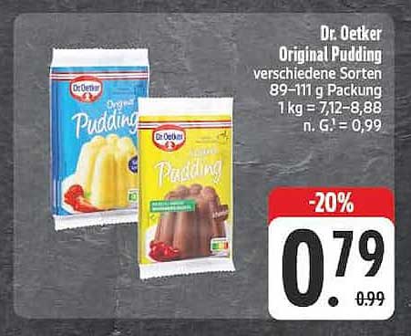 Dr. Oetker Original Pudding, verschiedene Sorten, 89–111 g Packung