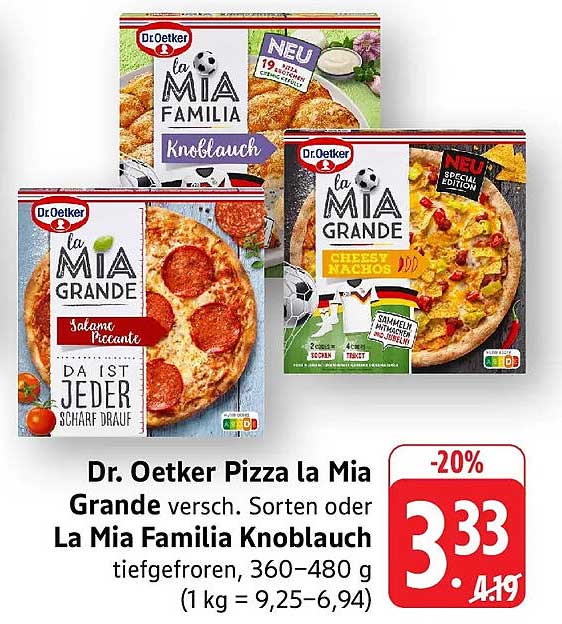 Dr. Oetker Pizza la Mia Grande versch. Sorten oder La Mia Familia Knoblauch