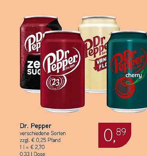 Dr. Pepper verschiedene Sorten