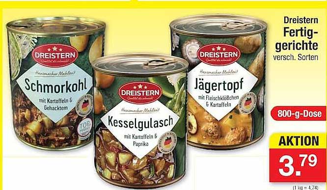 Dreistern Fertiggerichte versch. Sorten