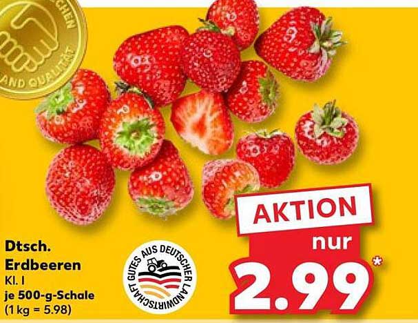 Dtsch. Erdbeeren Kl. I je 500-g-Schale (1 kg = 5.98)