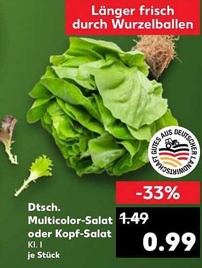 Dtsch. Multicolor-Salat oder Kopf-Salat Kl. I je Stück