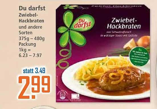 Du darfst Zwiebel-Hackbraten und andere Sorten 375g – 480g Packung