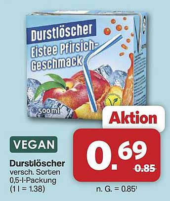 Durstlöscher Eistee Pfirsich Geschmack
