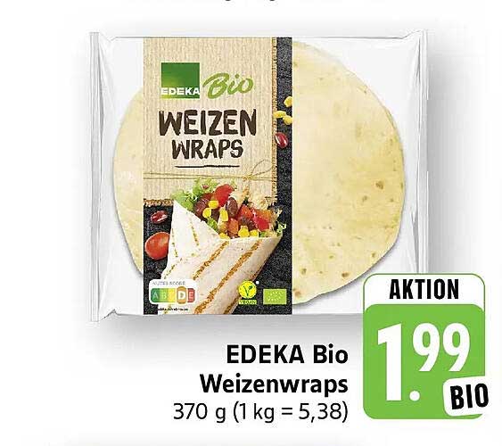 EDEKA Bio Weizenwraps 370 g (1 kg = 5,38)