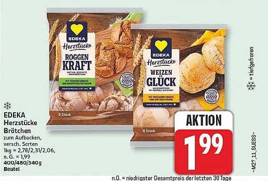 EDEKA Herzstücke Brötchen zum Aufbacken, versch. Sorten
