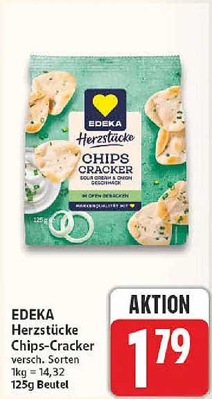 EDEKA Herzstücke Chips-Cracker versch. Sorten 1kg = 14,32 125g Beutel