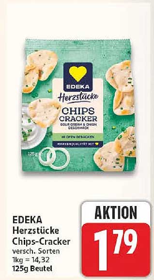 EDEKA Herzstücke Chips-Cracker versch. Sorten 1kg = 14,32 125g Beutel