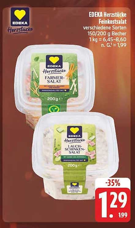 EDEKA Herzstücke Feinkostsalat verschiedene Sorten 150/200 g Becher