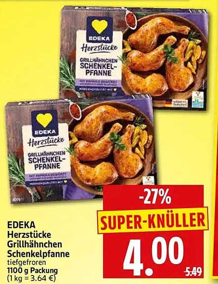 EDEKA Herzstücke Gr릴lhähnchen Schenkelpfanne