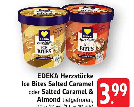 EDEKA Herzstücke Ice Bites Salted Caramel oder Salted Caramel & Almond tiefgefroren