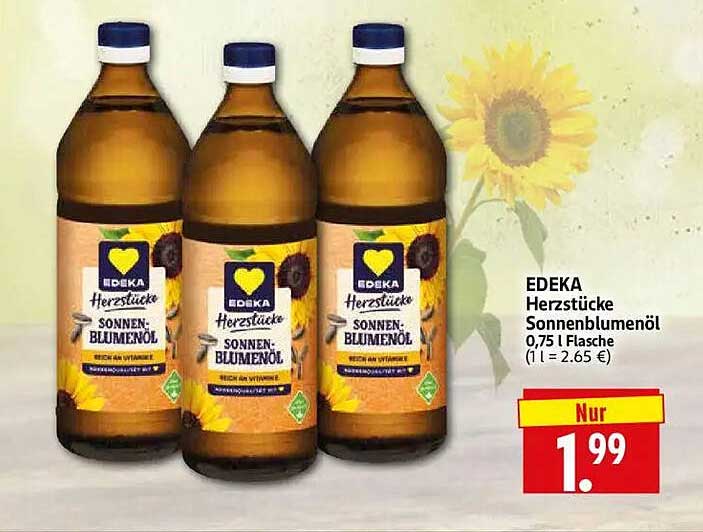 EDEKA Herzstücke Sonnenblumenöl 0,75 l Flasche