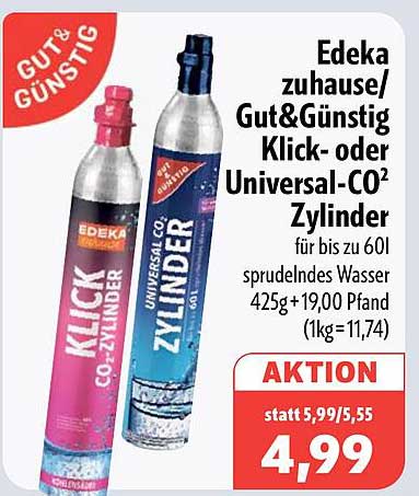 Edeka zuhause/Gut&Günstig Klick- oder Universal-CO² Zylinder