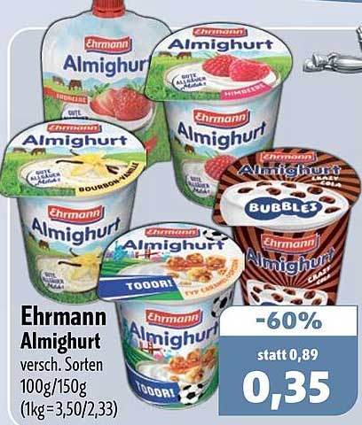 Ehrmann Almighurt versch. Sorten 100g/150g (1kg=3,50/2,33)