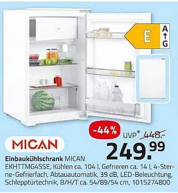 Einbaukühlschrank MICAN EKHTT664SSE
