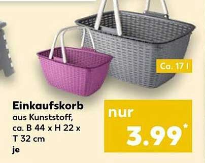 Einkaufskorb aus Kunststoff, ca. B 44 x H 22 x T 32 cm je