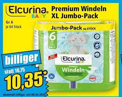 Elcurina Baby Premium Windeln XL Jumbo-Pack