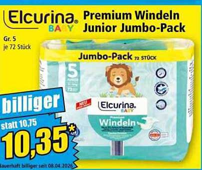 Elcurina Premium Windeln Junior Jumbo-Pack