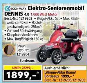 Elektro-Seniorenmobil DENNIS 4.0 1.000 Watt Motor