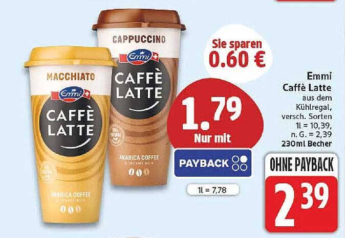 Emmi Caffè Latte aus dem Kühlregal, versch. Sorten, 230ml Becher