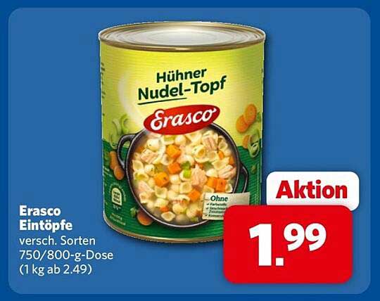 Erasco Eintöpfe versch. Sorten 750/800-g-Dose (1 kg ab 2.49)
