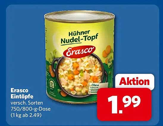 Erasco Eintöpfe versch. Sorten 750/800-g-Dose (1 kg ab 2.49)
