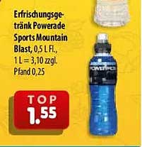 Erfrischungsgetränk Powerade Sports Mountain Blast, 0,5 l Fl., 1 L = 3,10 zzgl. Pfand 0,25