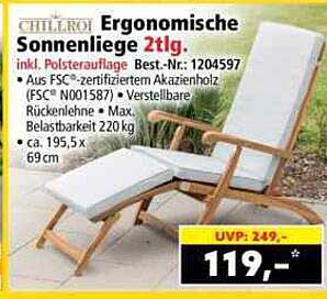 Ergonomische Sonnenliege 2tlg.