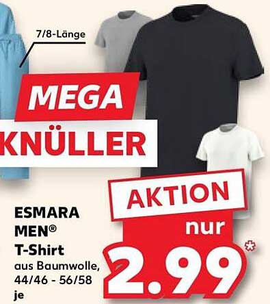 ESMARA MEN® T-Shirt aus Baumwolle, 44/46 - 56/58, je