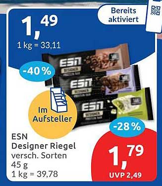 ESN Designer Riegel versch. Sorten 45 g