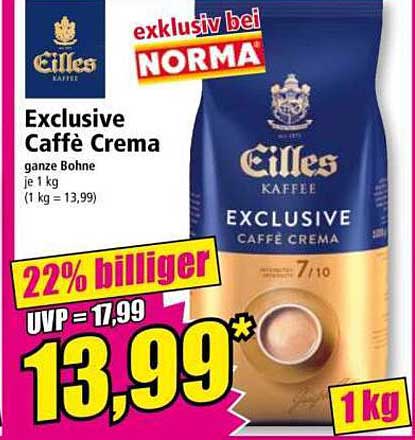 Exclusive Caffè Crema ganze Bohne je 1 kg