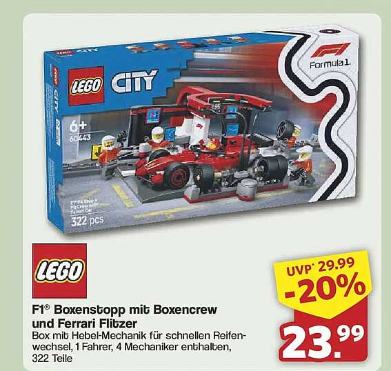 F1® Boxenstopp mit Boxencrew und Ferrari Flitzer