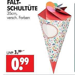FALT-SCHULTÜTE 35 cm versch. Farben