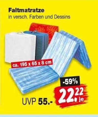 Faltmatratze In versch. Farben und Dessins