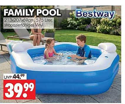 FAMILY POOL Bestway 213x207x69cm, 575 Liter, strapazierfähiges Vinyl