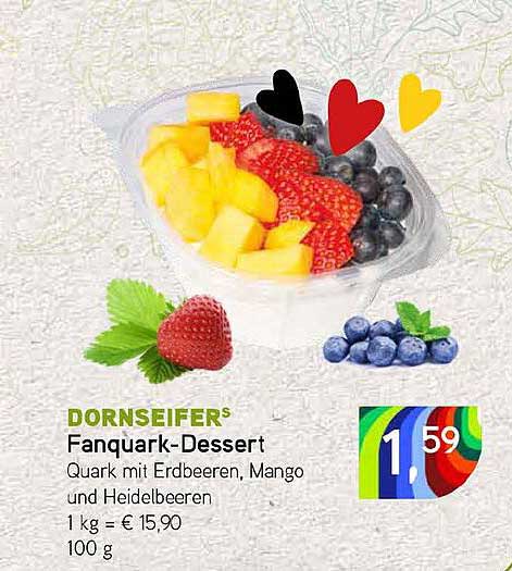Fanquark-Dessert Quark mit Erdbeeren, Mango und Heidelbeeren