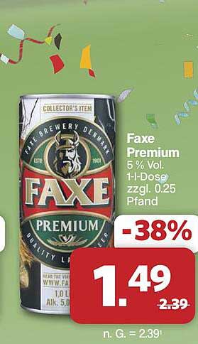 Faxe Premium 5 % Vol. 1-L-Dose zzgl. 0.25 Pfand