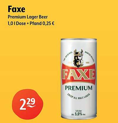 Faxe Premium Lager Beer 1,0 l Dose + Pfand 0,25 €