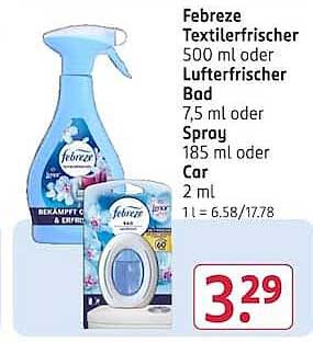 Febreze Textilerfrischer 500 ml oder Lufterfrischer Bad 7,5 ml oder Spray 185 ml oder Car 2 ml